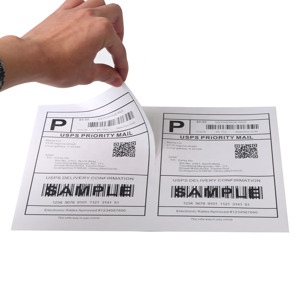 Blank Writeable Laser & Inkjet Printer Custom Label Size Writing Paper Self Adhesive Pre Cut Half Sheet A4 Shipping Label