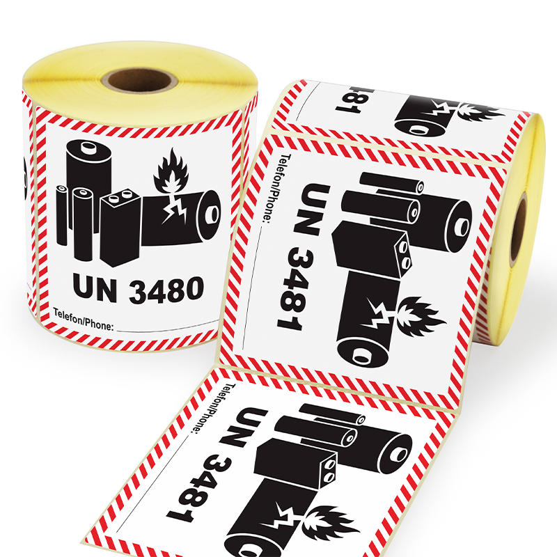 UN3480 UN3481 4" x 4" Lithium Battery Shipping Labels Warning Label Sticker