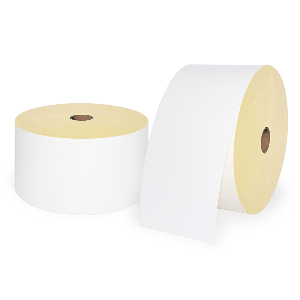 80gsm Semi gloss label self adhesive hot-melt acrylic glue coated paper sticker thermal transfer label material jumbo roll